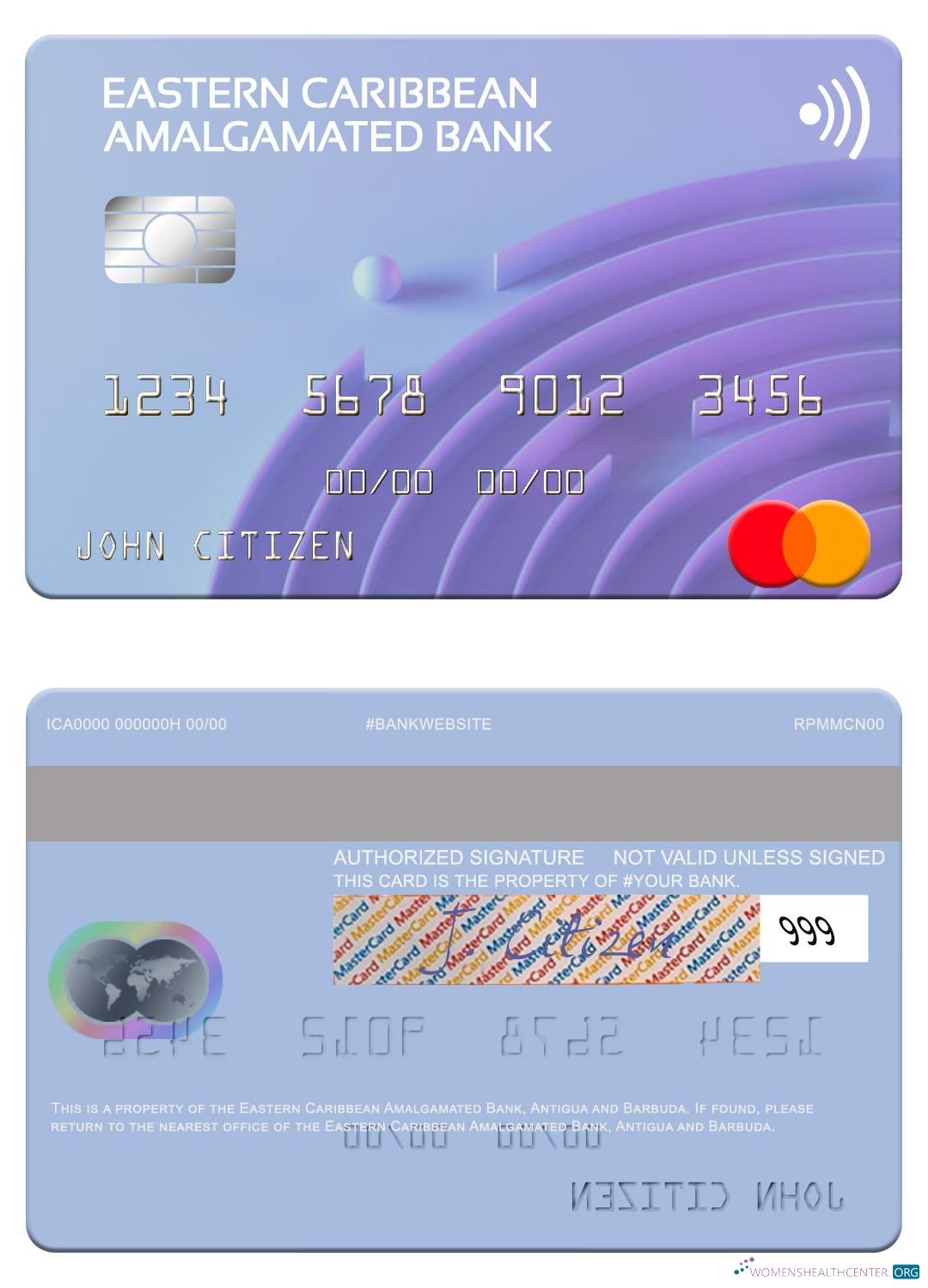 Download Antigua and Barbuda Eastern Caribbean Amalgamated Bank mastercard Photoshop template